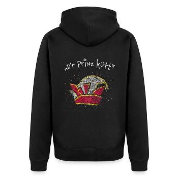 Karneval Fasching Konfetti Karnevalsprinz Jeck - Unisex Premium Bio Zip Hoodie - Schwarz - Hinten - Nico (187cm)