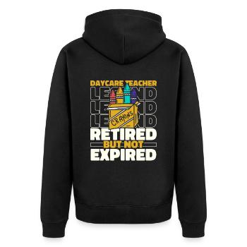 Erzieherin Kindergärtnerin Tagesmutter - Unisex Premium Bio Zip Hoodie - Schwarz - Hinten - Nico (187cm)