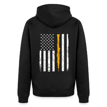 Oboe Musiker - Unisex Premium Bio Zip Hoodie - Schwarz - Hinten - Nico (187cm)