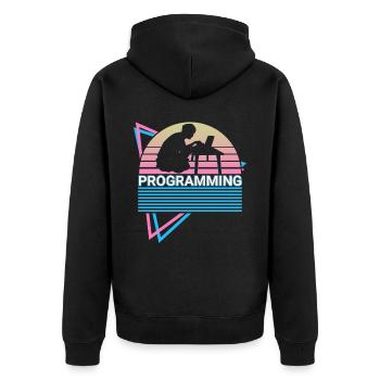Programming Programmer Retro - Unisex Premium Organic Zip Hoodie - black - Back - Nico (187cm)