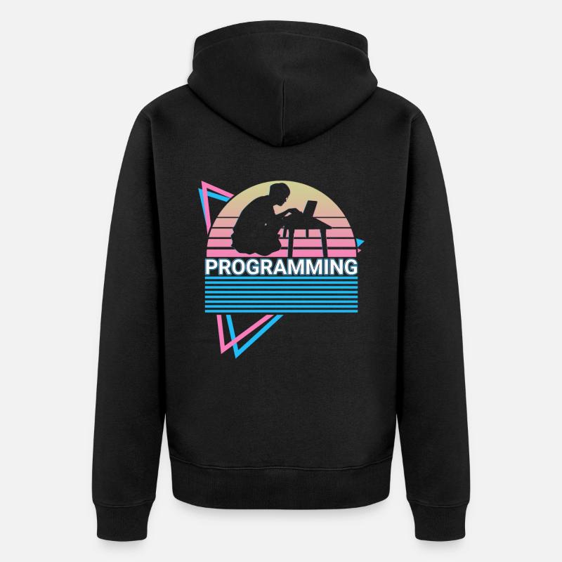 Programming Programmer Retro - Unisex Premium Organic Zip Hoodie - black