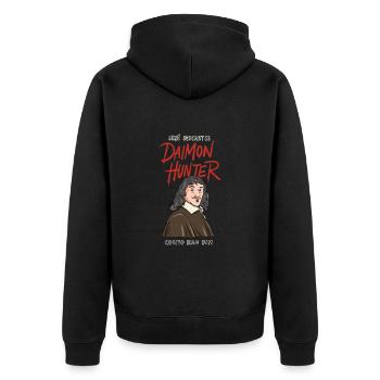 Descartes Daimon Hunter Cogito Ergo Sum - Unisex Premium Organic Zip Hoodie - black - Back - Nico (187cm)