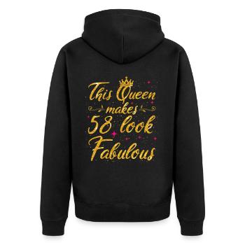 This Queen makes 58 look Fabulous 58th Birthday - Unisex Premium Organic Zip Hoodie - black - Back - Nico (187cm)