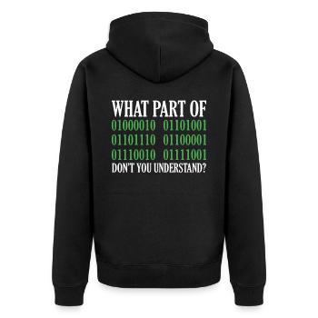 Programming Quote What Part Of Don't You Understan - Unisex Premium Organic Zip Hoodie - black - Back - Nico (187cm)