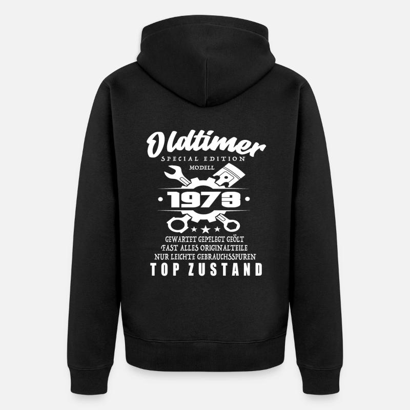 Oldtimer Special Edition Modell 1973 - Unisex Premium Bio Zip Hoodie - Schwarz