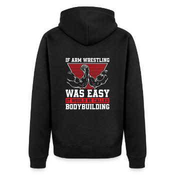 Wenn Armdrücken Einfach Wäre Armdrücken - Unisex Premium Bio Zip Hoodie - Schwarz - Hinten - Nico (187cm)