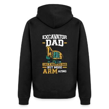 ARMazing Excavator Dad - Unisex Premium Bio Zip Hoodie - Schwarz - Hinten - Nico (187cm)