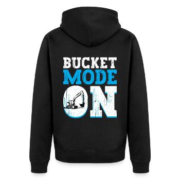 Bucket Mode On - Excavator Operator - Unisex Premium Bio Zip Hoodie - Schwarz - Hinten - Nico (187cm)