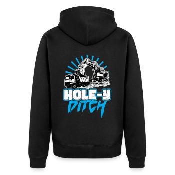 Hole-y Ditch - Excavator Operator - Unisex Premium Organic Zip Hoodie - black - Back - Nico (187cm)