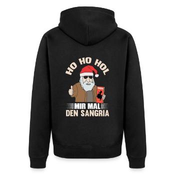 HO HO HOL MIR MAL DEN SANGRIA - Unisex Premium Bio Zip Hoodie - Schwarz - Hinten - Nico (187cm)