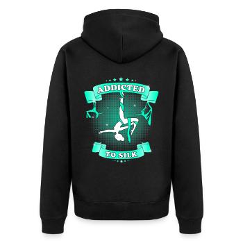 Accro à la soie - drôles d’acrobates aériens - Veste à capuche bio Premium Unisexe - noir - Dos - Nico (187cm)