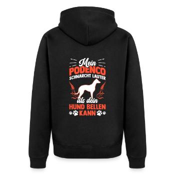 Podenco schnarcht lauter spanischer Podenco - Unisex Premium Bio Zip Hoodie - Schwarz - Hinten - Nico (187cm)