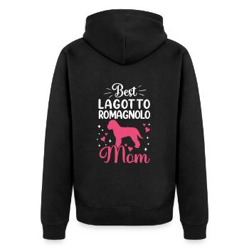 Best Lagotto Romagnolo Mama Truffle Dog - Unisex Premium Organic Zip Hoodie - black - Back - Nico (187cm)