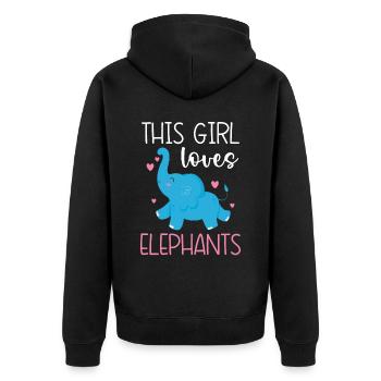 This Girl Loves Elephants Animal Zookeeper - Unisex Premium Organic Zip Hoodie - black - Back - Nico (187cm)