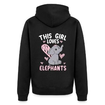 This Girl Loves Elephants Animal Zookeeper - Unisex Premium Organic Zip Hoodie - black - Back - Nico (187cm)