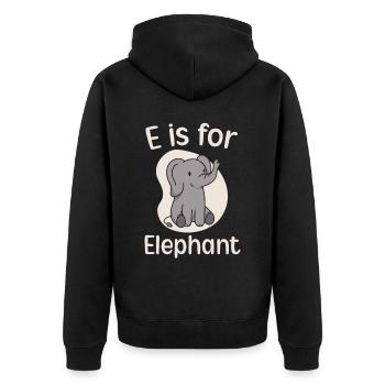 E ist für Elefantenliebhaber Wildlife Tier Tierpfleger - Unisex Premium Bio Zip Hoodie - Schwarz - Hinten - Nico (187cm)