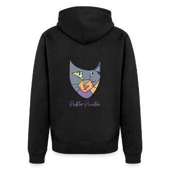 Kunstgeschichte Bildende Kunst Kubismus Katze - Unisex Premium Bio Zip Hoodie - Schwarz - Hinten - Nico (187cm)