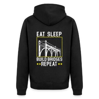 Eat Sleep Build Bridges Repeat Civil Engineer - Unisex Premium Organic Zip Hoodie - black - Back - Nico (187cm)