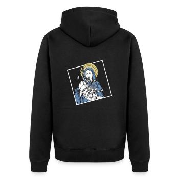 Heilige Maria Dudelsack Schottische Musik - Unisex Premium Bio Zip Hoodie - Schwarz - Hinten - Nico (187cm)
