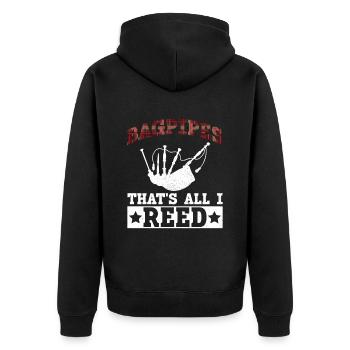 Dudelsack - That's All I Reed - Schottische - Unisex Premium Bio Zip Hoodie - Schwarz - Hinten - Nico (187cm)