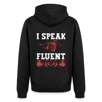 I speak fluent Toot - Bagpipes Scottish - Unisex Premium Organic Zip Hoodie - black - Back - Nico (187cm)