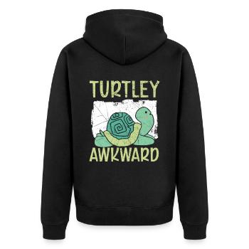 Turtley Awkward Turtle Tortoise Marine Biology - Unisex Premium Organic Zip Hoodie - black - Back - Nico (187cm)