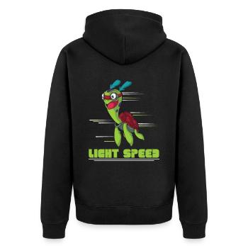 Light Speed Turtle Lover Tortoise Marine Biology - Unisex Premium Organic Zip Hoodie - black - Back - Nico (187cm)