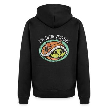 I'm Introverting Turtle Tortoise Marine Biology - Unisex Premium Organic Zip Hoodie - black - Back - Nico (187cm)
