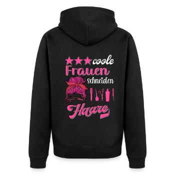 Coole Frauen Schneiden Haare Frisör Frisörin - Unisex Premium Bio Zip Hoodie - Schwarz - Hinten - Nico (187cm)