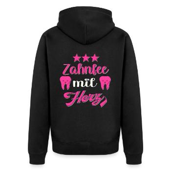 Zahnarzt Zahnfee Zahnarzthelferin Zahnärztin - Unisex Premium Bio Zip Hoodie - Schwarz - Hinten - Nico (187cm)