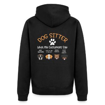 Dog Sitter Saying Pun Slogan Ce que disent mes clients - Veste à capuche bio Premium Unisexe - noir - Dos - Nico (187cm)