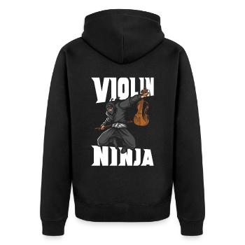 Violin Violinist Ninja Violin - Unisex Premium Bio Zip Hoodie - Schwarz - Hinten - Nico (187cm)