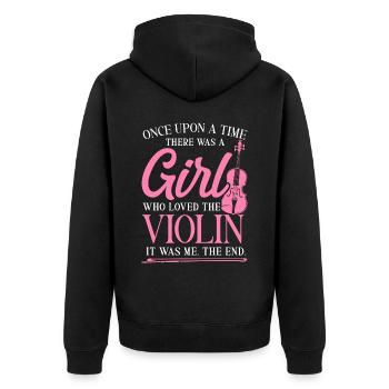 Violin Violinist Girl Once Upon A - Unisex Premium Organic Zip Hoodie - black - Back - Nico (187cm)