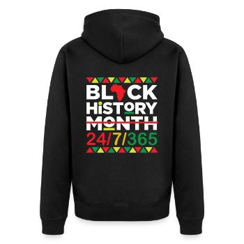 Black History Month Proud African American 24/7/36 - Unisex Premium Organic Zip Hoodie - black - Back - Nico (187cm)