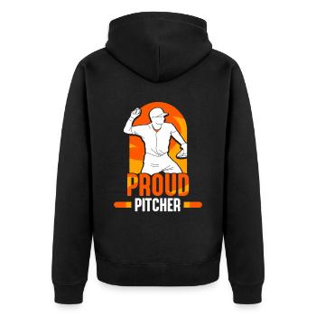Stolzer Baseball Pitcher Werfer Hobby Spieler - Unisex Premium Bio Zip Hoodie - Schwarz - Hinten - Nico (187cm)