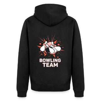Bowling Team Hobby Bowler Mannschaft - Unisex Premium Bio Zip Hoodie - Schwarz - Hinten - Nico (187cm)