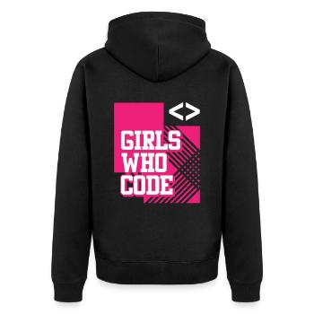 Developer Coder Programmer Girl - Unisex Premium Organic Zip Hoodie - black - Back - Nico (187cm)