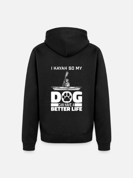 Kayaker dog - Unisex Premium Organic Zip Hoodie - black
