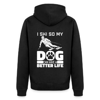 Skiing Apres Ski Dog - Unisex Premium Organic Zip Hoodie - black - Back - Nico (187cm)