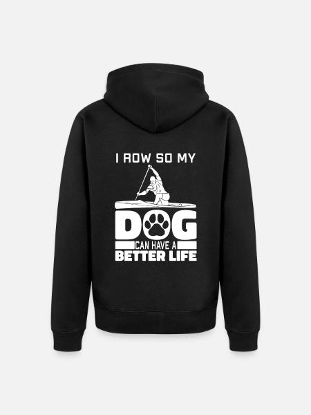 Rowing Rowing Dog - Unisex Premium Organic Zip Hoodie - black