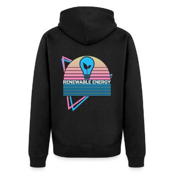 Erneuerbare Energie Saubere Energie Retro - Unisex Premium Bio Zip Hoodie - Schwarz - Hinten - Nico (187cm)