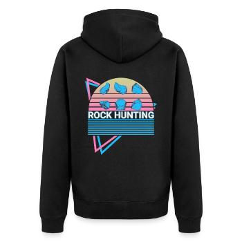 Rock Hunting Rock Hunter Retro - Unisex Premium Organic Zip Hoodie - black - Back - Nico (187cm)
