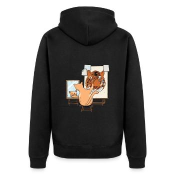 Visual Arts Cat Painting Painting - Unisex Premium Organic Zip Hoodie - black - Back - Nico (187cm)