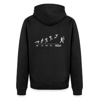 Bogenschütze Bogenschießen Sport Wochenende - Unisex Premium Bio Zip Hoodie - Schwarz - Hinten - Nico (187cm)