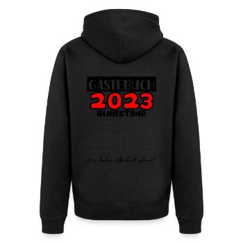 Ruhestand Rente Pension Renteneintritt Abschied - Unisex Premium Bio Zip Hoodie - Schwarz - Hinten - Nico (187cm)