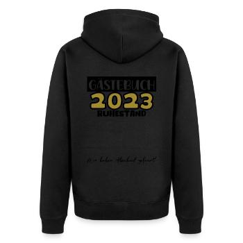 Ruhestand Rente Pension Renteneintritt Abschied - Unisex Premium Bio Zip Hoodie - Schwarz - Hinten - Nico (187cm)