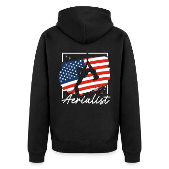 Aerialist - Aerial Yoga and Aerial Silk Acrobatics - Unisex Premium Organic Zip Hoodie - black - Back - Nico (187cm)