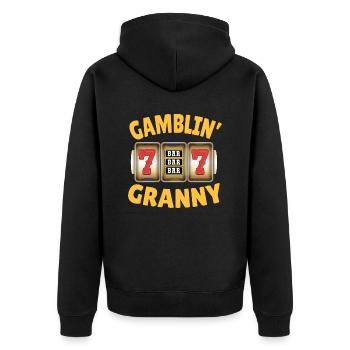 Kasino Glücksspiel Spielautomat Kartenspiel - Unisex Premium Bio Zip Hoodie - Schwarz - Hinten - Nico (187cm)