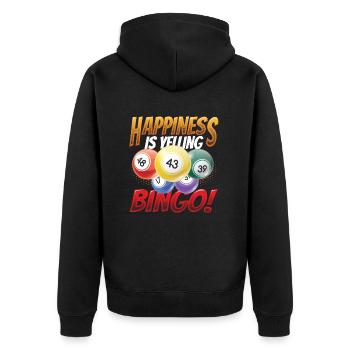 Glück Ist Schreiendes Bingo - Unisex Premium Bio Zip Hoodie - Schwarz - Hinten - Nico (187cm)