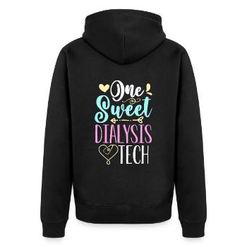 Dialysis Technician One Sweet Nurse Dialysis Tech - Unisex Premium Organic Zip Hoodie - black - Back - Nico (187cm)